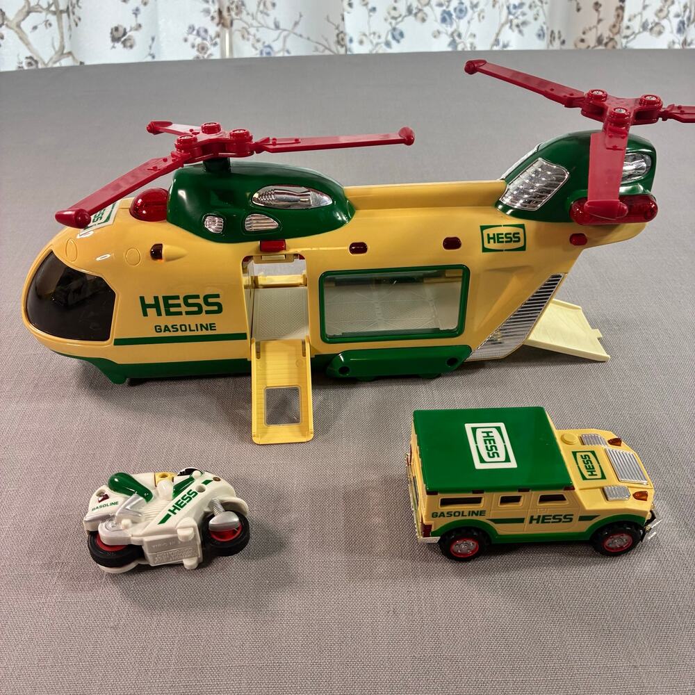 Hess 2001 Helicopter Motorcycle Cruiser Toy Complete Tested w/ Original Box